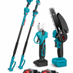 Kit 2 en 1 Motosierra y Tijera de Podar con Pértiga Extensible y 2 Baterías 48V